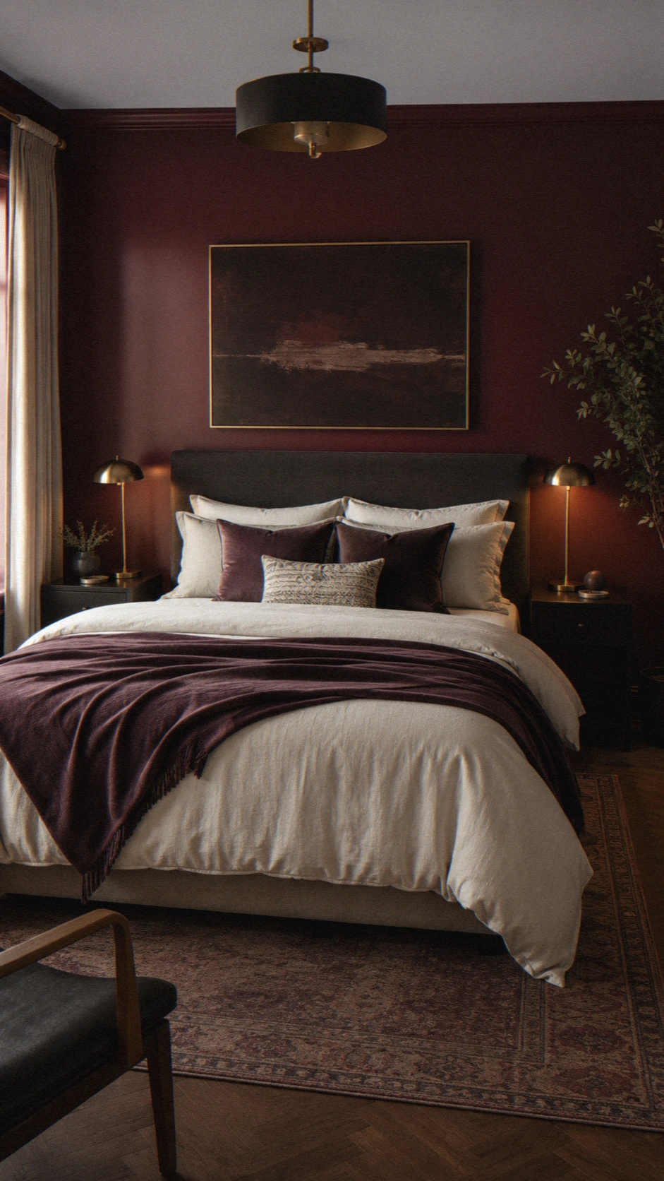 1- Deep Burgundy or Wine-Colored Walls