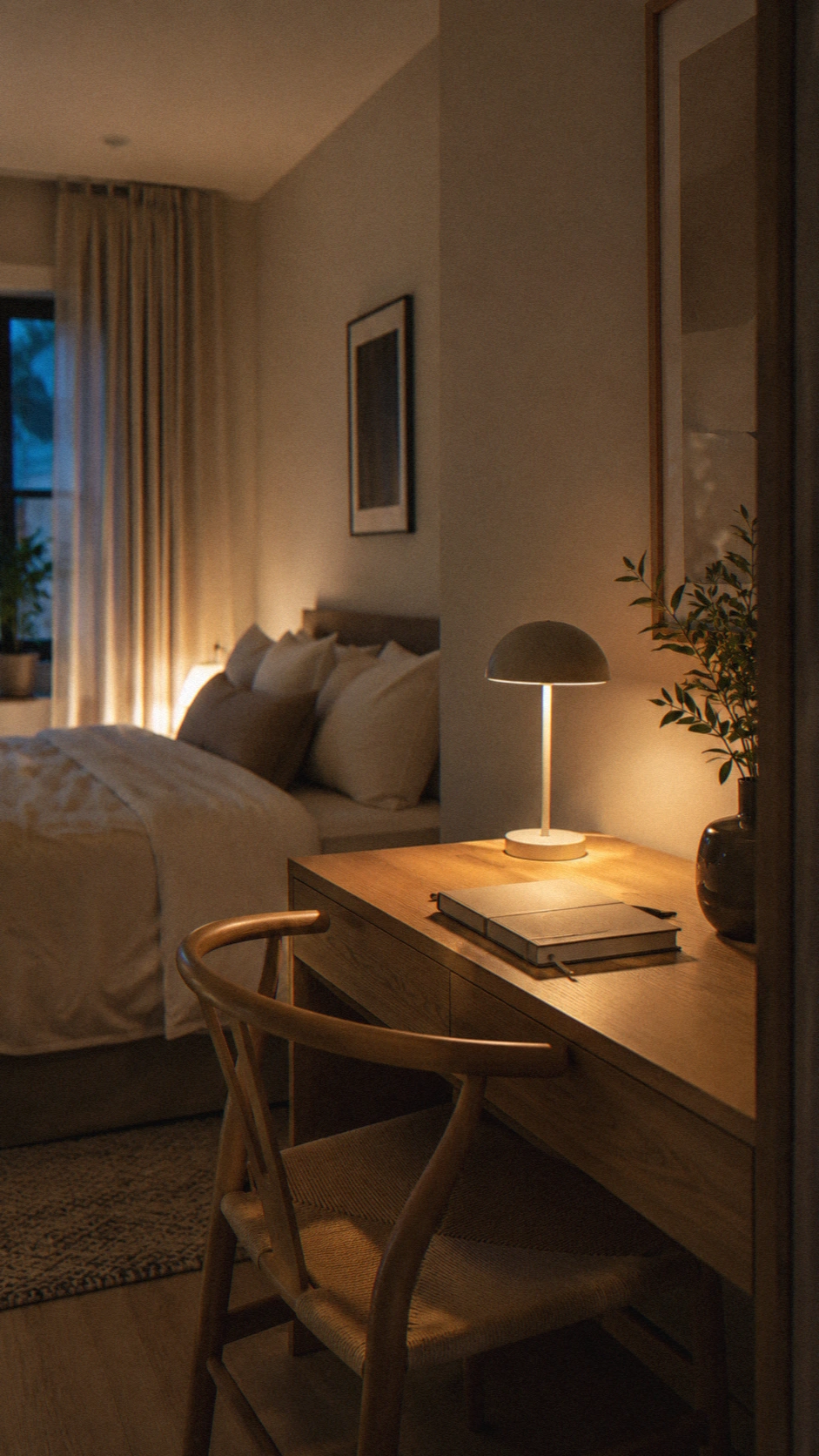 10- A Small Desk Lamp With Warm Light