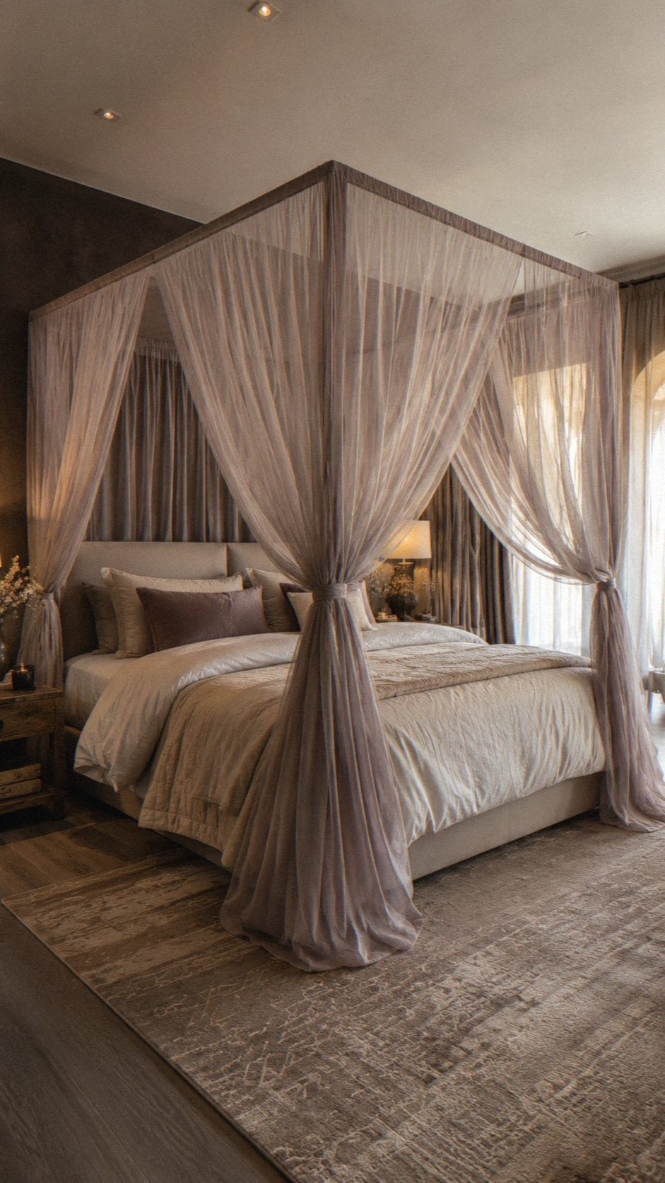 4- A Canopy Bed or Sheer Draped Curtains
