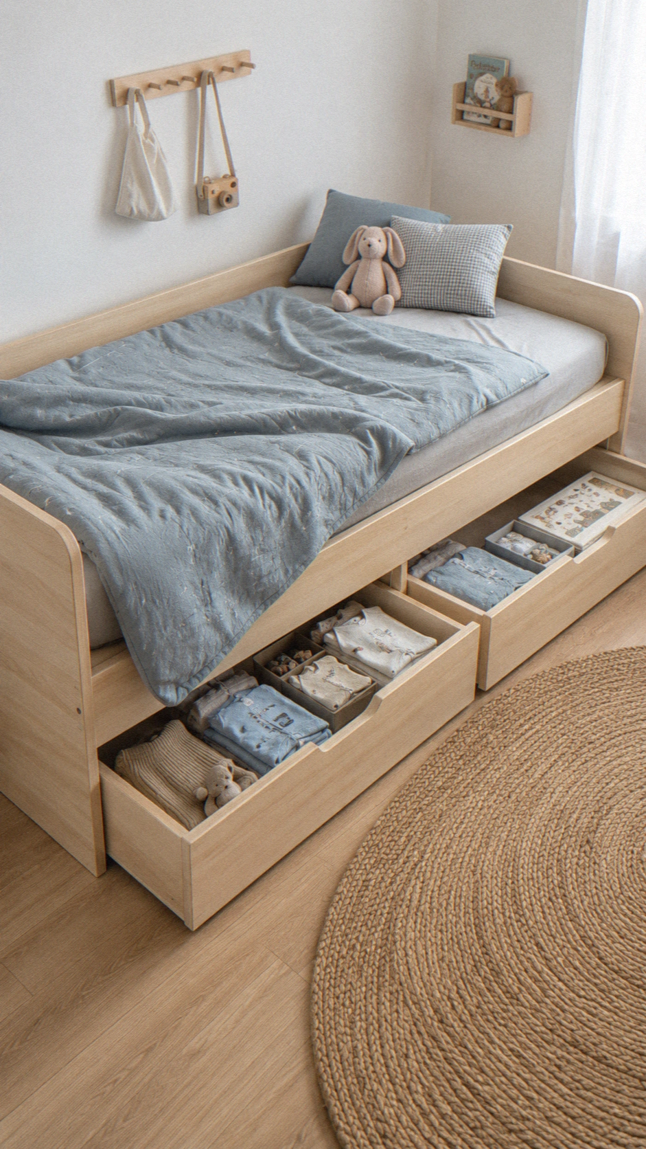 4- Storage Toddler Bed With Drawers