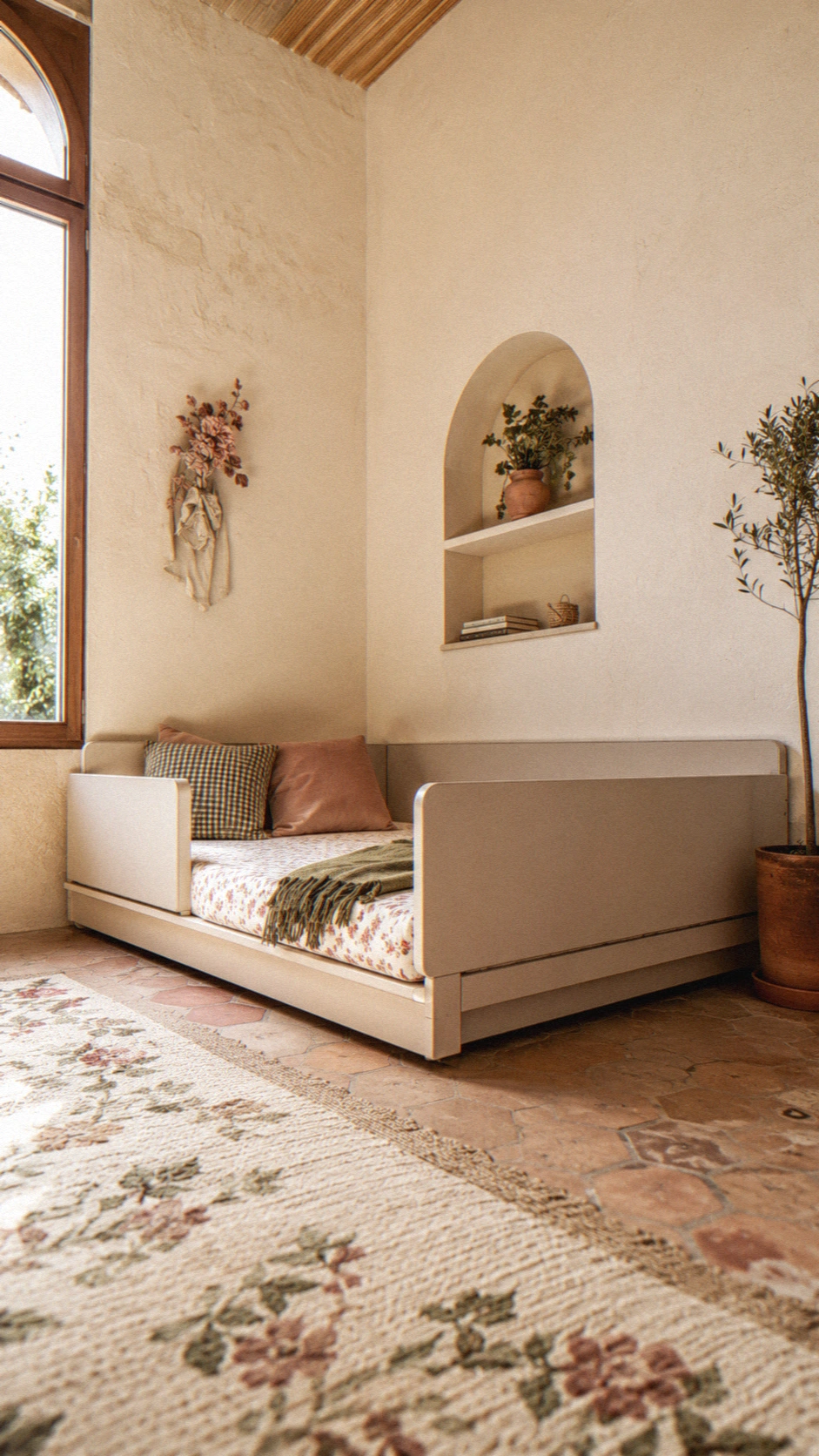 5- Corner Toddler Bed With Wall Rails