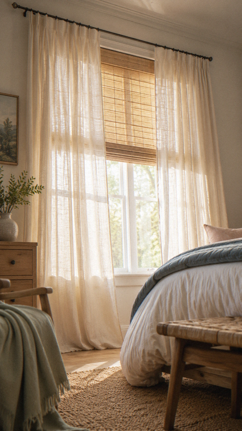 5- Soft Curtains Over Blinds