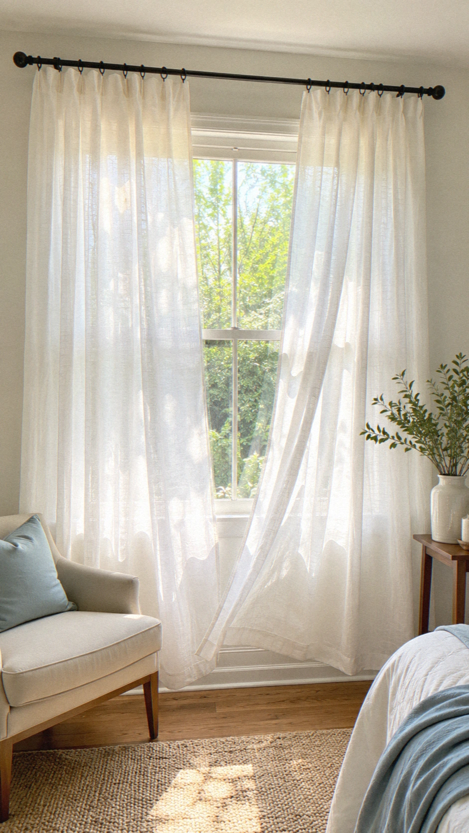 7- Change out the curtains