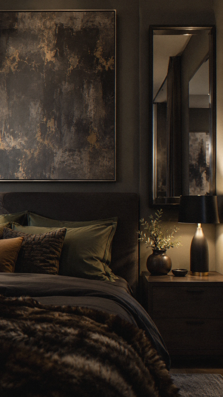 8- Moody Artwork and Dark Mirrors