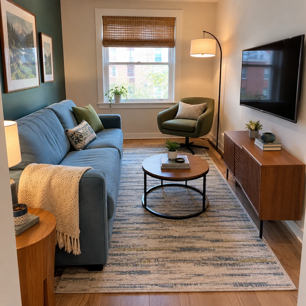 16- Set Up a TV-Focused Layout - 20 Small L-Shaped Living Room Ideas That Make Both Sides of the Room Work Together