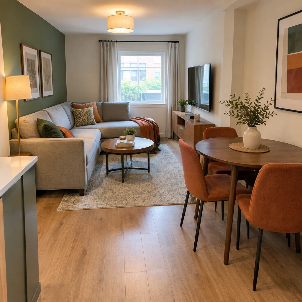 17- Bring Living and Dining Zones Together - 20 Small L-Shaped Living Room Ideas That Make Both Sides of the Room Work Together