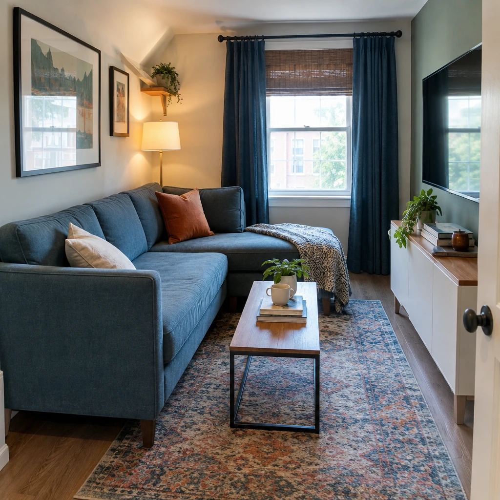 7- Choose Slimmer Sofa Arms - 20 Small L-Shaped Living Room Ideas That Make Both Sides of the Room Work Together
