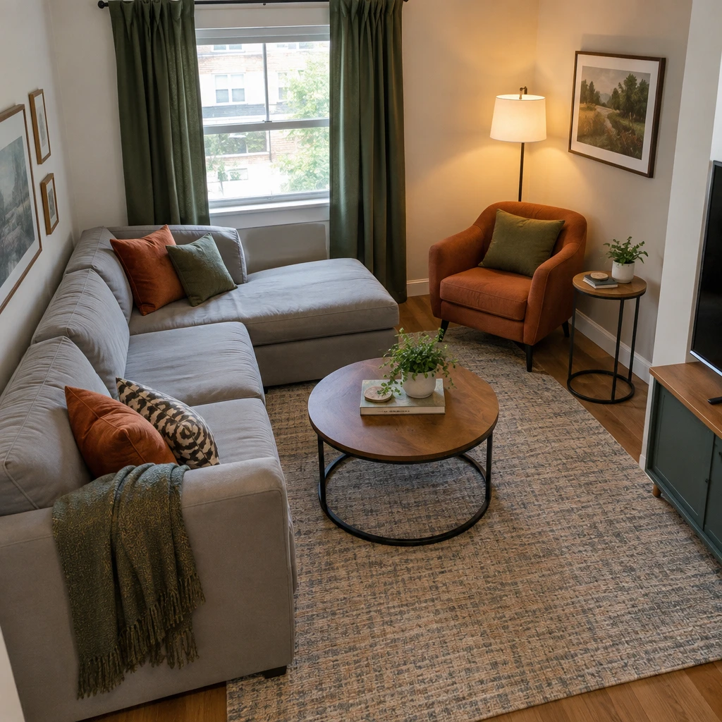 8- Turn the Short Leg Into a Reading Nook - 20 Small L-Shaped Living Room Ideas That Make Both Sides of the Room Work Together